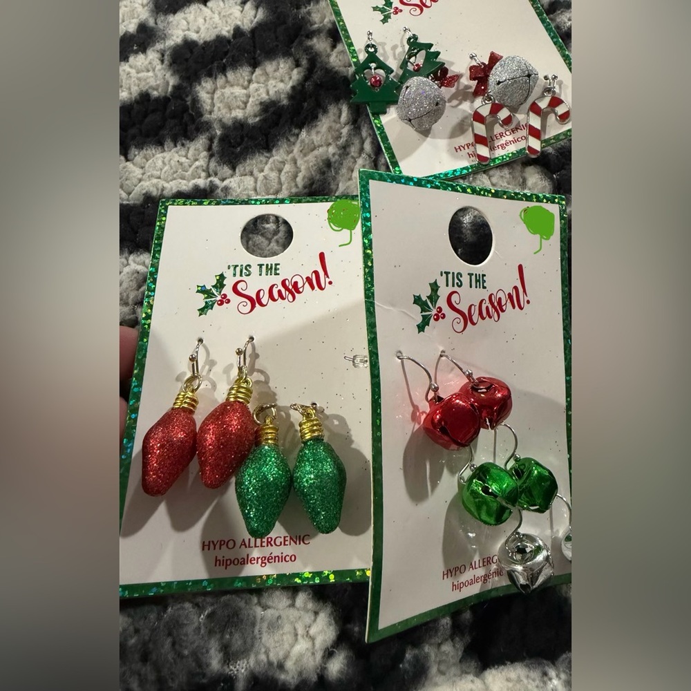 Bundle of 8 pair of Festive Red and Green Holiday Earrings
